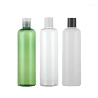 Storage Bottles 300ML X 20 Empty Transparent White Green Plastic Refillable Travel With Disc Top Cap For Shampoo Toner
