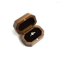Jewelry Pouches Luxury High-grade Couple Engagement Ring Storage Box Wood Black Lover Wedding Proposal Display Packing