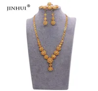 Hint lüks 24k altın kaplama tasarımcı kız takı setleri kolye küpe dubai düğün gelin mücevherleri kadınlar için hediyeler 2201197134720