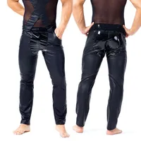 Men's Pants Sexy Men Plus Size PVC Shiny Pencil Patchwork Faux Leather Tight PU Glossy Punk Erotic Lingerie Gay Wear 54