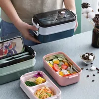 Dinnerware Sets Double Stainless Steel Lunch Box For Kids Japanese Snack Insulated Container Storage Containers