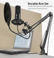 Studio Condenser USB Computer Microphone Kit With Adjustable Scissor Arm Stand Shock Mount for YouTube Voice Overs9737133