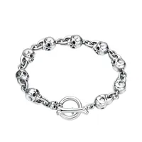 Chain Bracelets Skulls 925 Sterling Silver 17 20 cm Punk antique Vintage Links Handmade Chains Toggle Clasps Fashion Luxury Jewelry Accessories Gifts For Men Women