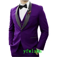 Wedding Tuxedos One Button Men Suits Groomsmen Shawl Lapel Groom Tuxedos Wedding Prom Man Blazer Jacket Pants Vest Tie W1179