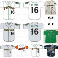 College Norfolk Tides Minor League Minor Punte Baseball Jersey Custom Camions da ricamo al 100% White Grey Green Stitched Cucite