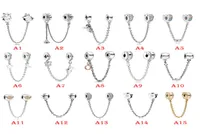 NEW 925 Sterling Silver Fit Pandora Charms Bracelets Safe Chain Rainbow Love Heart Crown Gold Charms for European Women Wedding Or8438132