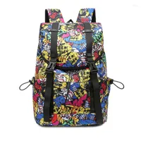 Backpack Fashion Graffiti School For College Student Waterproof Oxford Laptop Backpacks Men Casual String Rucksacks Travel Bags
