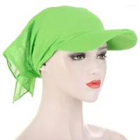 Bandanas Women Classic Turban Hat Solid Color Outdoor Brim Sunshade Hats Female Fashion Square Scarf Cap Soft Headscarf Baseball
