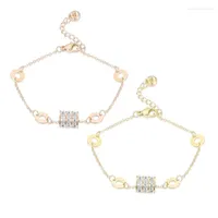 Charm Bracelets Light Luxury Zircon Luck Beads Titanium Steel Bracelet Women 18K Rose Gold Roman Numerals Party Gift Jewelry