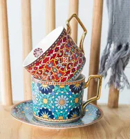 Marokański lekki ceramiczny europejski styl mały luksusowy spodek do kawy ustawiony do domu popołudniowy kubek herbaty