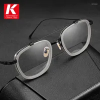 Sunglasses Frames Brand Design Titanium Glasses Frame Men Square Double Acetate Prescription Eyeglasses Myopia Optical Spectacles Retro