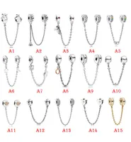 NEW 925 Sterling Silver Fit Pandora Charms Bracelets Safe Chain Rainbow Love Heart Crown Gold Charms for European Women Wedding Or7617905
