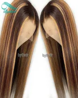 Bythair Highlight Color Lace Front Wigs para mulheres negras sedosas pré -arrancadas cabelos humanos naturais peruca de renda cheia com 8504135