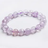 Strand 9.5mm Genuine Natural Kunzite Quartz Crystal Purple Round Beads Jewelry Stretch Charm Women Bracelet Drop
