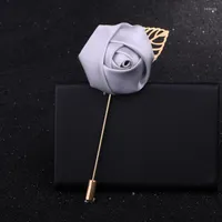 Men&#039;s Suits Silver Grey Rose Fashion Brooch Pin Men Women Blazer Suit Lapel Wedding Party Boutonniere Charm Jewelry Clothes Accessory