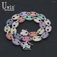 Chains UWIN 13mm Hip Hop Link Coffee Beans Necklace Puffed Marine Chain Gold Color Multicolor Fashion Punk Choker Charms Jewelry