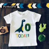 Fashion Dinosaur Birthday Digital Print children's and girls' Short sleeve T shirts Birthday Party tops Fashion boys' and girls' T-shirts
