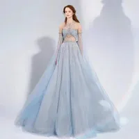 2022 Sexy Bling evening dress Sequined Lace Quinceanera Dresses High Neck Crystal Beading Off Shoulder Ball Gown Vestidos De Dress Guest Corset Back Tulle