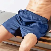 Men's Sleepwear Men's Pajama Satin Silk Boxers Sexy Boxer Briefs Smooth Pajamas Shorts Loose Split Man Lounge Boxershorts