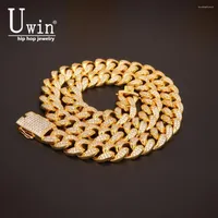 Chains UWIN 20mm Hip Hop Fashion Punk Choker Chain Heavy Iced Out Zircon Miami Cuban Link Necklace Bling Charms Jewelry