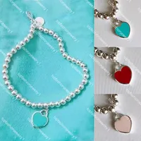 Tif Designer Womens Bracelet Jewelry Classic 925 Silver Heart Blue Rosa Rosa Três Cor Pingente Moda de Aniversário Love Casamento Namorada Infantil Gift Requintado