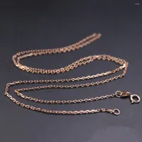 Chains 18k Pure Gold Necklace Genuine Rose Women Fine 1.2mm Solid Cable Matched For Any Pendant 20inchL Gift