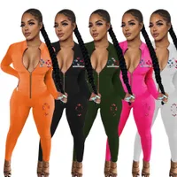 2023 Brand Women Jumpsuits Long Sleeve Solid Color Rompers Winter Spring Fashion Bodycon Pants Plus Size S-5XL Leggings Sexy Clothing Casual Clothes DHL 8961