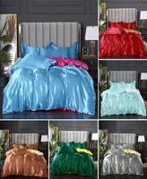 Solid Color Bedding Set Luxury Rayon Satin Duvet Cover Set Washed Soft Bed Sheet and Pillowcases Twin Queen King Size Bed Set 22068010486