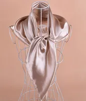 Solid satin royan silk Hijabs Square ScarfNeckscarf scarves 9090cm 50pclot 20866762418
