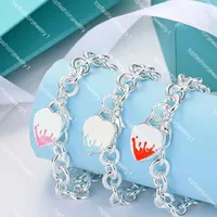 TIF Luxury Designer Armband Jewelry Women's Fashion Classic Heart Shaped Pendant Armband Love Girl Gift Blue Red Wholesale