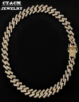 15mm Iced Out Prong Cuban Link Chains Gold Silver Necklaces Choker Bling 15mm Crystal Rhinestones Hip Hop for Mens Necklace6551396