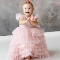 Girl Dresses Flower For Weddings Tulle O Neck Tiered Skirt Little Princess Holy First Communion Gowns Birthday Party Dress
