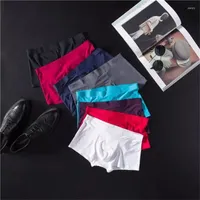 Underpants 2022 Ice Silk Men Underwear Sexy Seamless Male Boxer Man Soft Comfortable Breathable Flat Ultra-thin Shorts