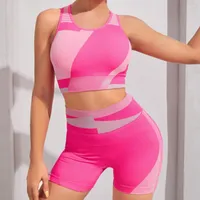 Active Sets Gym Clothing Seamless Sport Suit Yoga Set 2 Piece Sports Workout Clothes For Women Crop Top Shorts Women's Tracksuit
