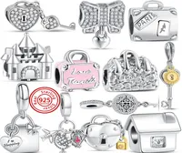 925 Silver Fit Pandora Charm 925 Bracelet Handbag Luggage Lock Key charms set Pendant DIY Fine Beads Jewelry2184907