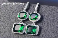 PANSYSEN 100 925 sterling silver Emerald Sapphire Gemstone Drop Earrings For Women Anniversary Party Fine Jewlery Whole 210629515226