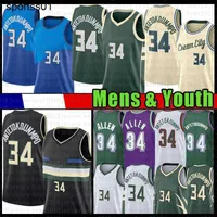 Giannis Antetokounmpo Basketball Jersey 34 Ray Allen Mens Shirts Vintage Jerseys Mens Youth Kids