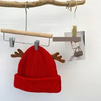 Berets EUMOAN Autumn And Winter Hat Lovely Christmas Gift Year Festival Red Antler Wool Warm Knitted Thick