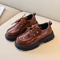 Sneakers Solid Brown Kid Shoes Autumn PU Unisex British Style Children Girls and Boys for Show Casual School 221125