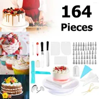 Baking Tools 164PCS Cake Turntable Kit Pastry Decorating Supplies Set Accessories Rotating Stand Cream Nozzles For Beginner