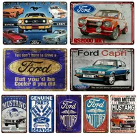 Retro Mustang Ford Cars Metal Painting Garage Tin Sign Plaque Wall Decor Vintage Decor Poster Plates Man Cave Shabby Chic 20cmx30cm Woo