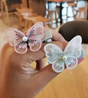 DHL Butterfly Design Hair Clips Cute Kids Novelty Hair Accessories Whole Gauze Glitter Butterfly Princess Hairpins1338961