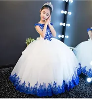 Flower Girls Dresses Lace Tulle Floor Length Ball Gown Girls Pageant Dresses Children Birthday Dresses In Stock6127444