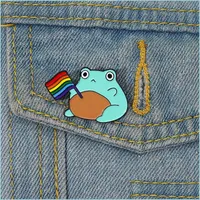 Pins broches esmalte broche pin de dibujos animados lindo rainbow frog frog insignia gay animal lgbt broches pines de pareja accesorios dhgarden dhbcf