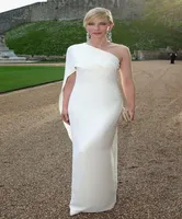 Cate Blanchett Vestidos de noche blancos Vestidos Un hombro Tafeta Longitud del suelo Sexy Vestido Ruffles elegante Vestido de graduación Pape Evening6651680