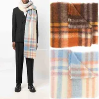 Designer Acne Womens Scarf Outlet 2021 Winter New Ac Plaid Alpaca Wool Mohair Blend Carf Nordic Fahion Thickened Warmth wm