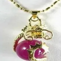 Stunning Jewellery Inlay Jade Bead Dragon Necklace Pendant