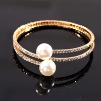 6Styles Perle Charme Armbänder Damenkristall Knochenschwankung Gold Silber verlegt Mode Brautschmuck elegant glänzender Strasspearlreihe Großhandel für Sie
