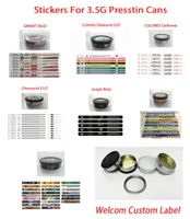 Custom Sticker paper for 35G 100ML 72x23mm Cali Tin Cans Tuna Can dry herb flower strain labels Smart Bud Jungle Boy1837480