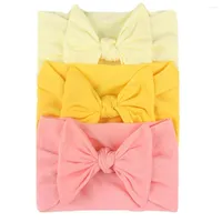 Hair Accessories 3Pcs Set Solid Color Baby Headband Cute Bowknot Infant Girl Elastic Head Wraps Soft Born Toddler